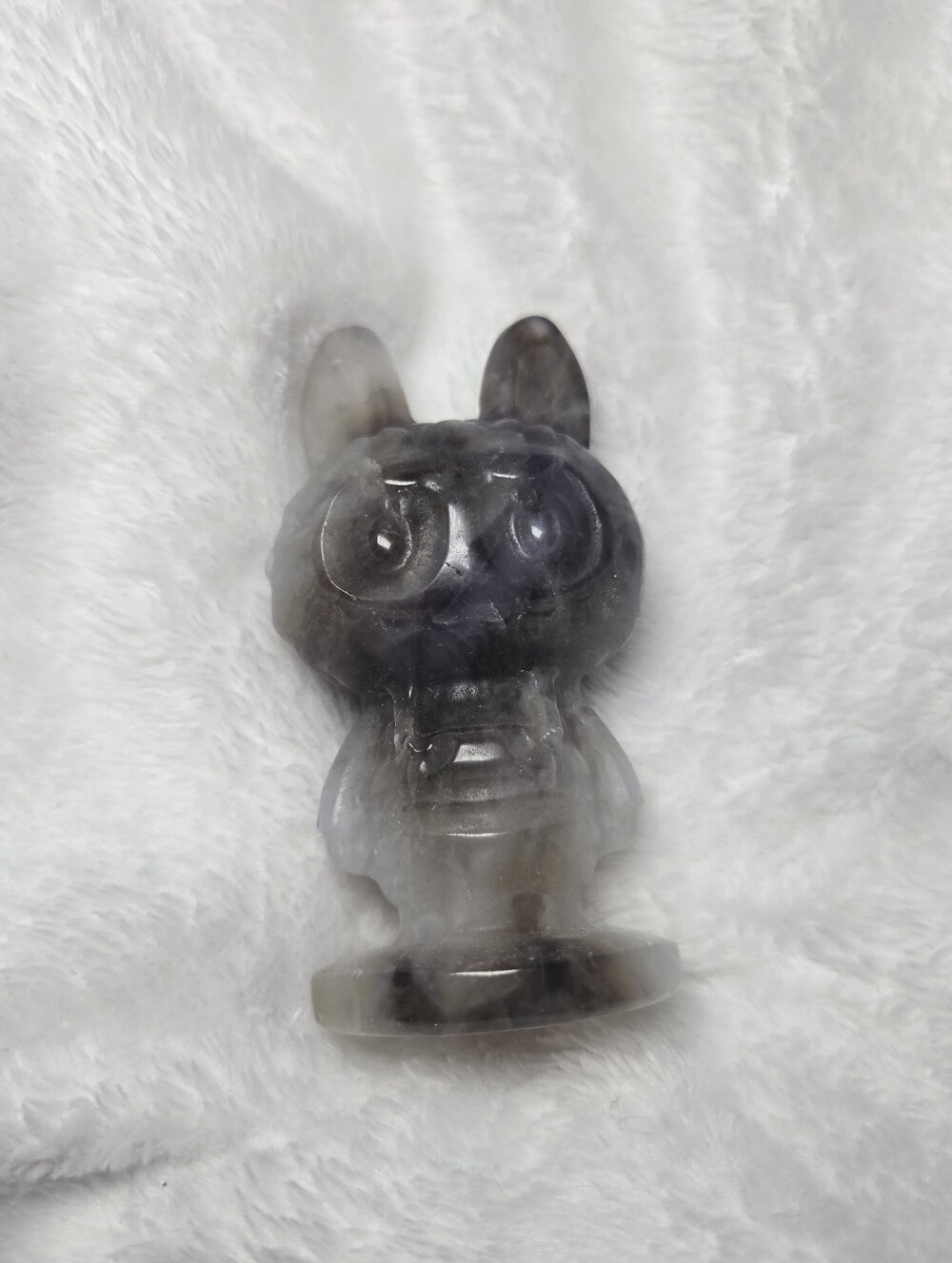 Labubu Natural Chevron Amethyst Crystal Carving – Whimsical Gemstone Figure